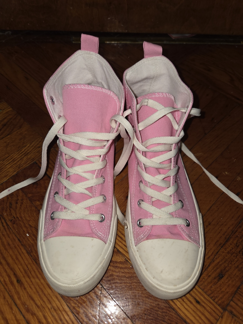Primark Pink High-Top Canvas Sneakers with White Soles